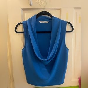 Zara Blue Draped Blouse
